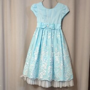 Jona Michelle Light Blue Embroidered Floral Formal Dress for Girls